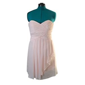 David's Bridal Pink Strapless Chiffon Dress Party Cocktail‎ Formal Size 6